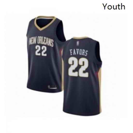 Youth New Orleans Pelicans 22 Derrick Favors Swingman Navy Blue Basketball Jersey Icon Edition